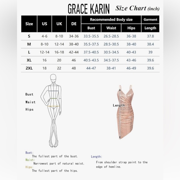 GRACE KARIN Sequin Dresses Spaghetti Strap Cocktail Party Bodycon - Picture 5 of 12